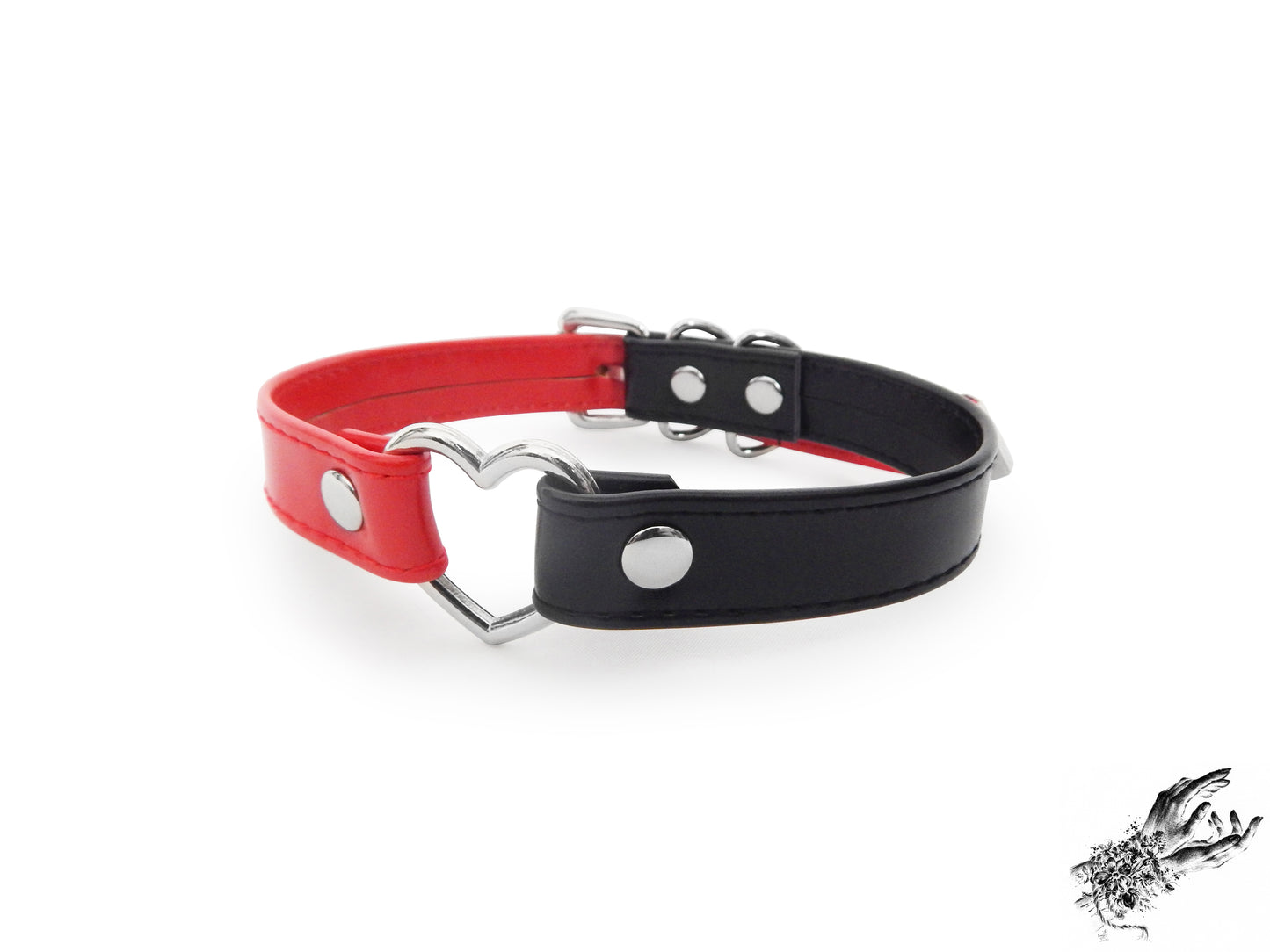 Half Black and Half Red Heart Ring Choker