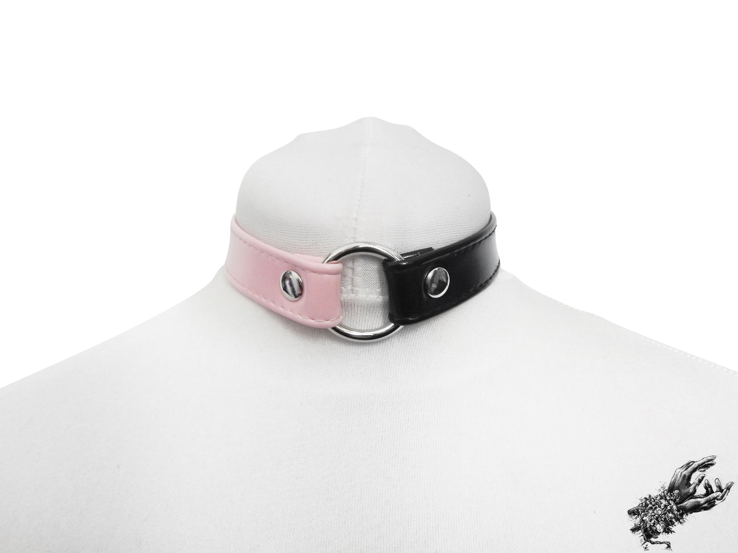 Half Black and Half Pink O Ring Choker