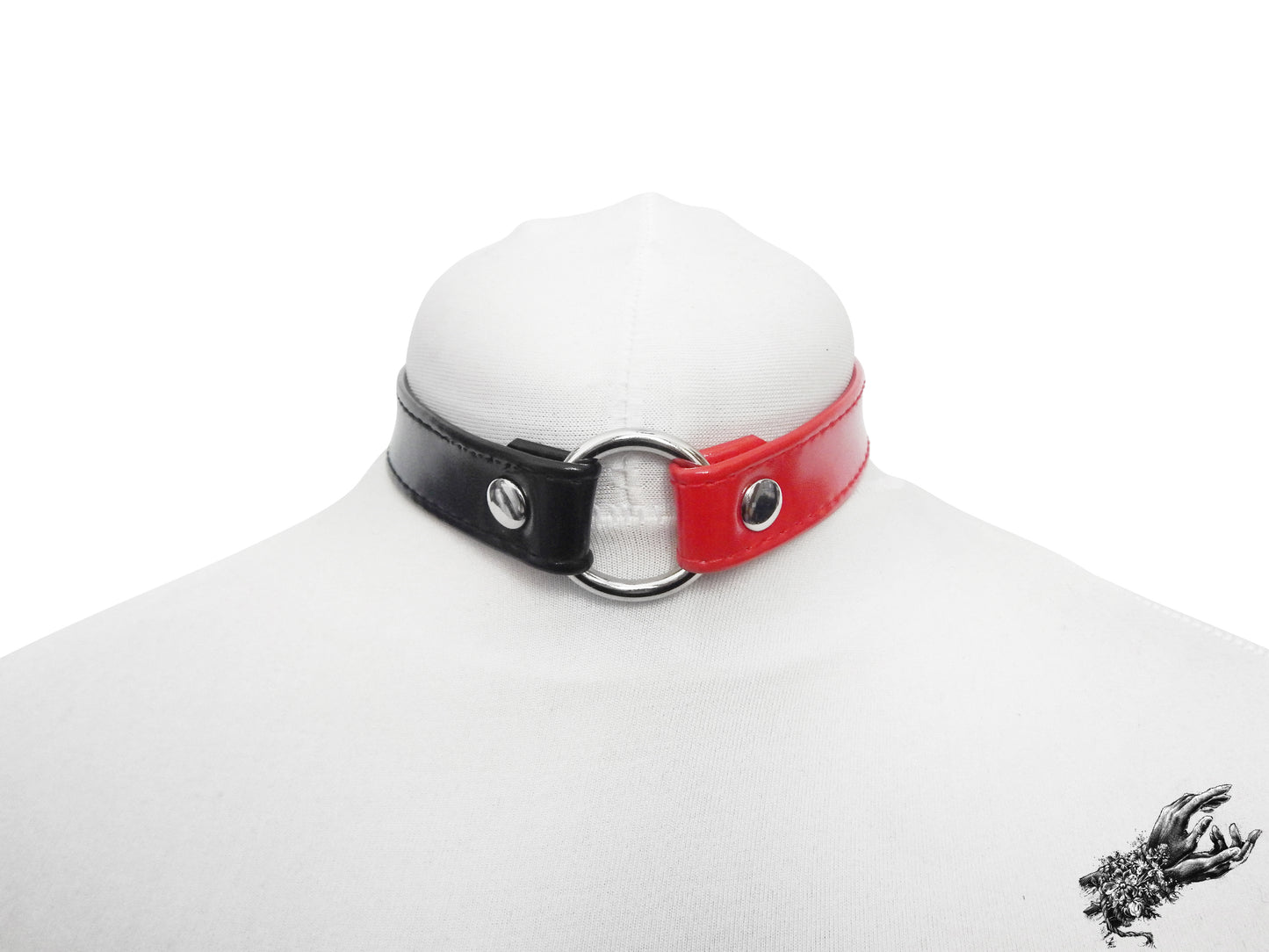 Half Black and Half Red O Ring Choker