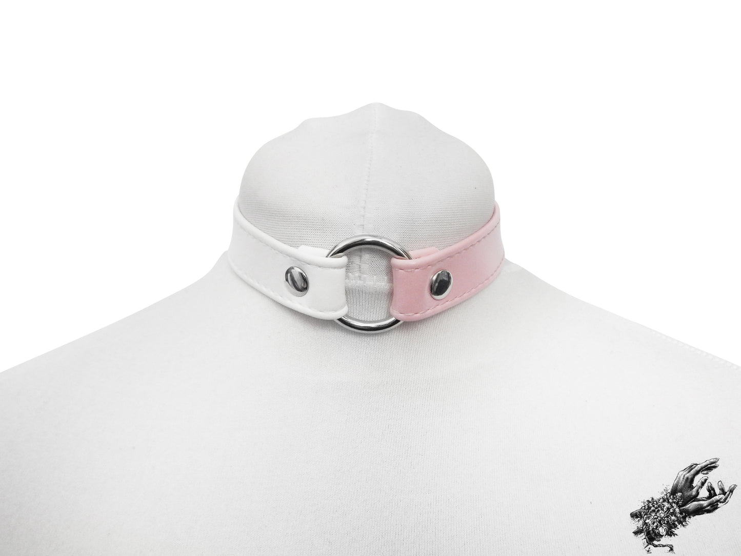 Half Pink and Half White O Ring Choker