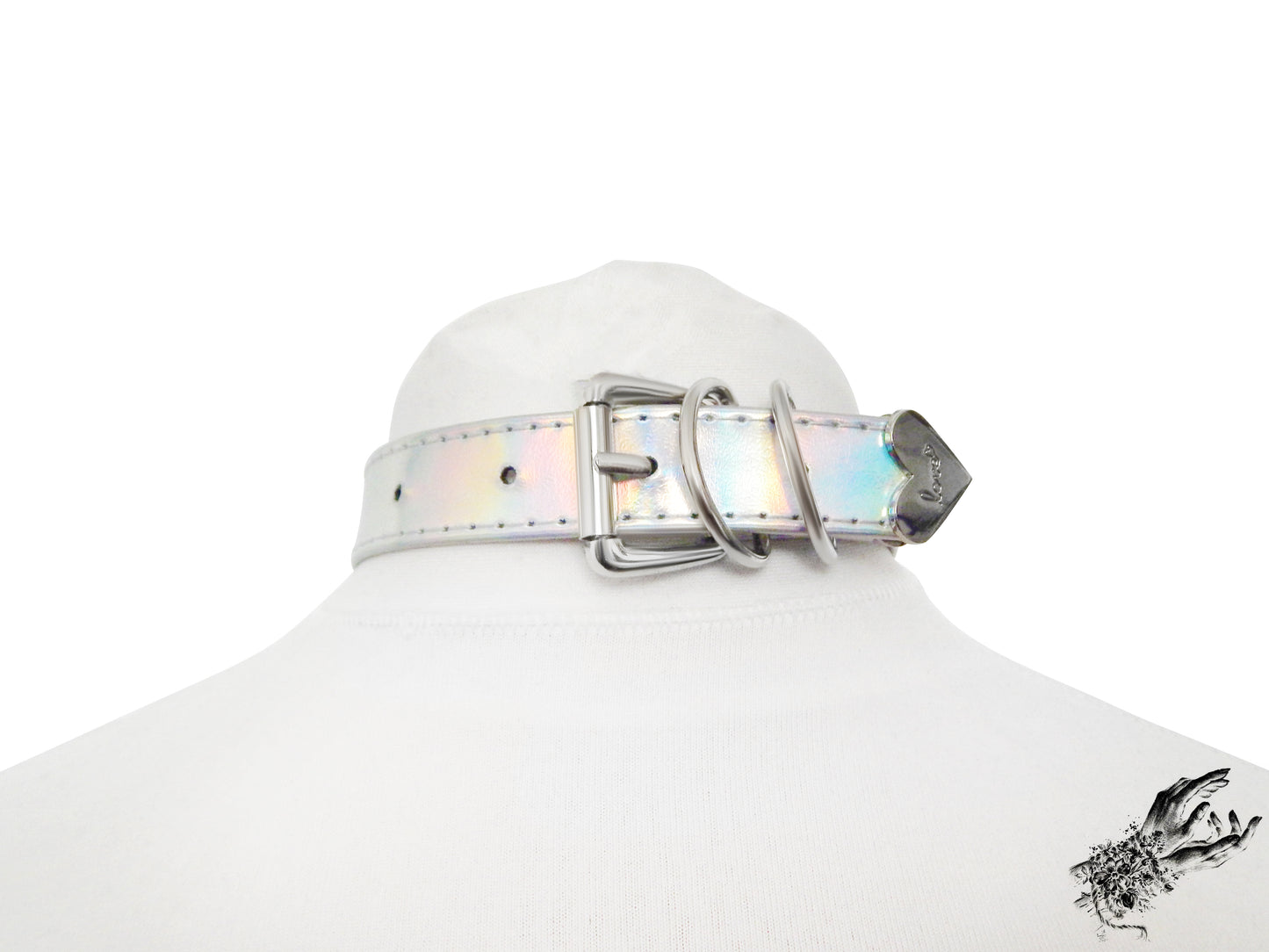 Holographic Silver Studded O Ring Choker