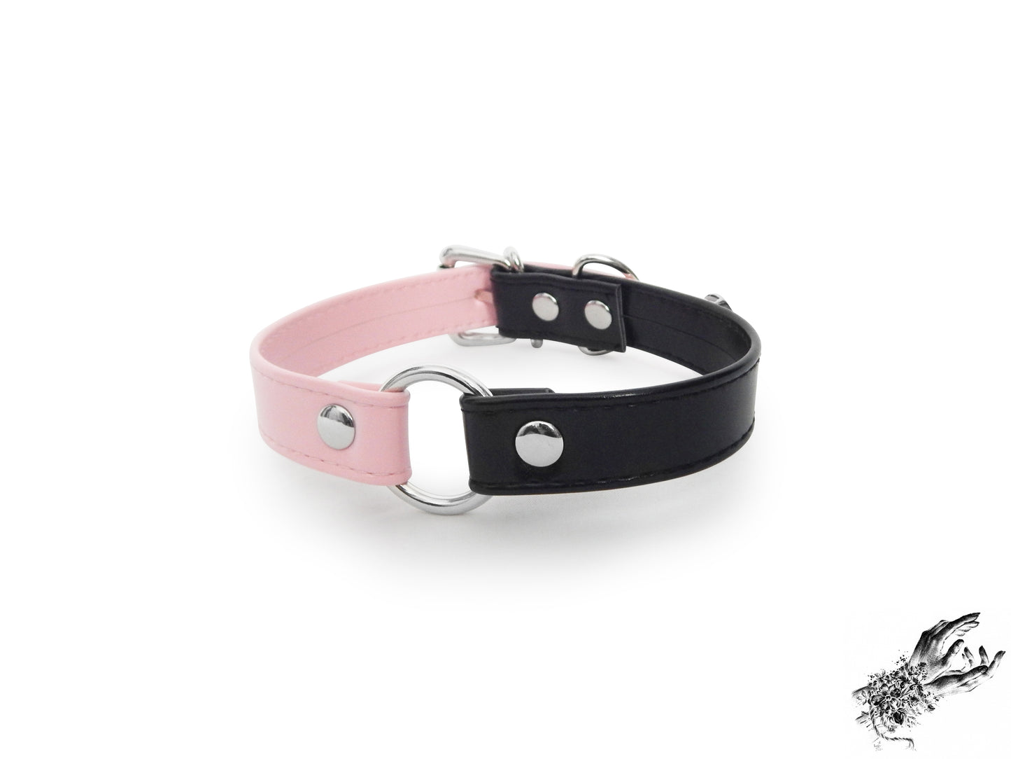 Half Black and Half Pink O Ring Choker