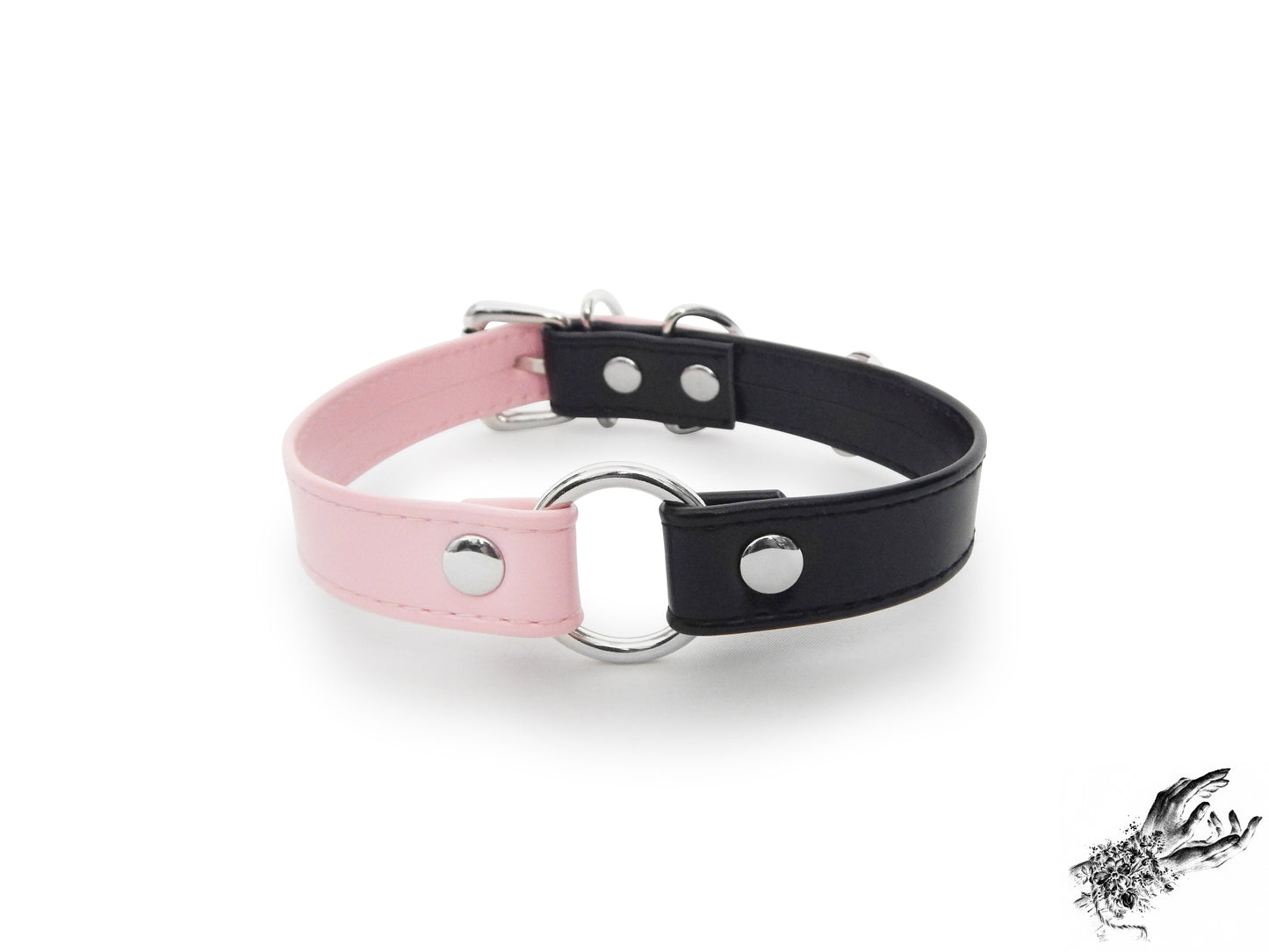 Half Black and Half Pink O Ring Choker