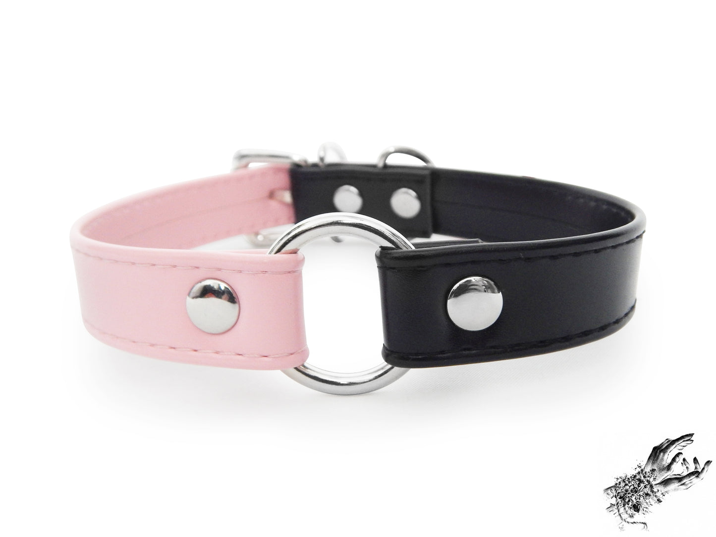 Half Black and Half Pink O Ring Choker