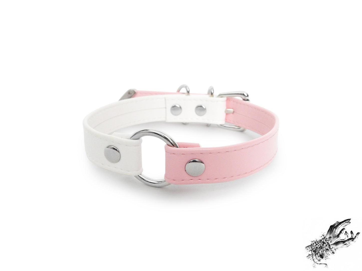 Half Pink and Half White O Ring Choker