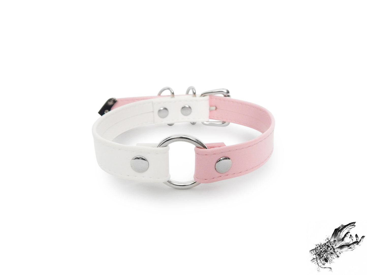 Half Pink and Half White O Ring Choker