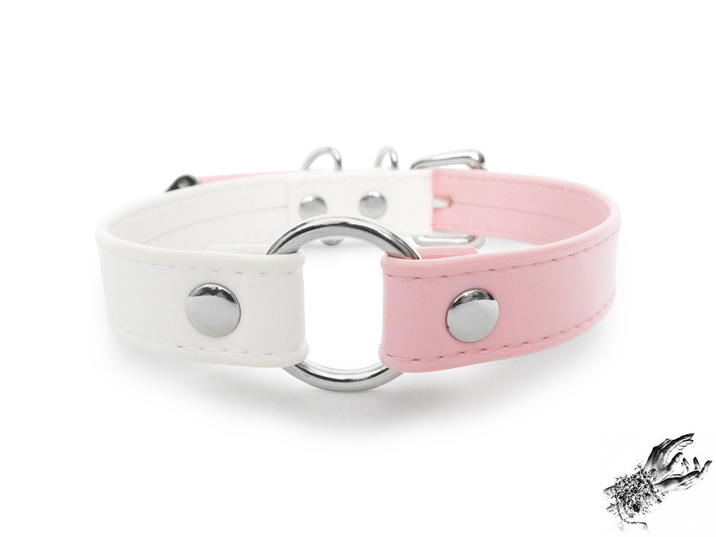 Half Pink and Half White O Ring Choker