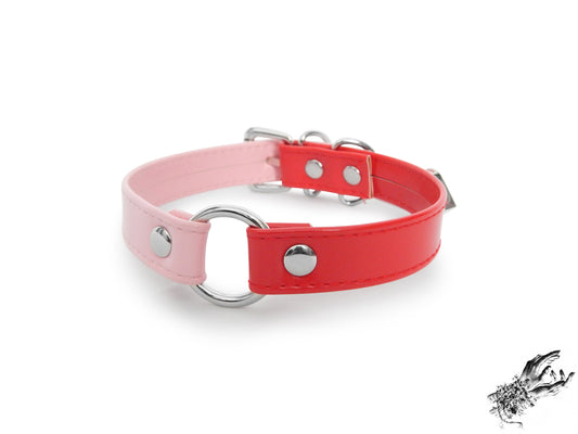 Half Pink and Half Red O Ring Choker