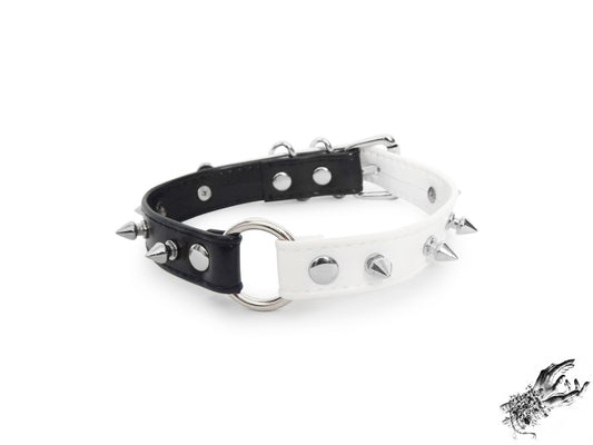 Half Black and Half White Studded O Ring Choker