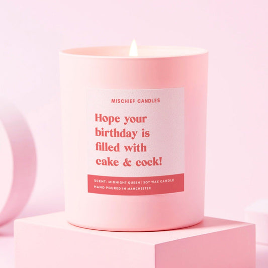 Birthday Gift For Her Funny Birthday Gift Birthday Cake and Cock Candle - Chilled Vibes (Eucalyptus & Fresh Citrus) / 20cl - 160g Candle / Candle Only