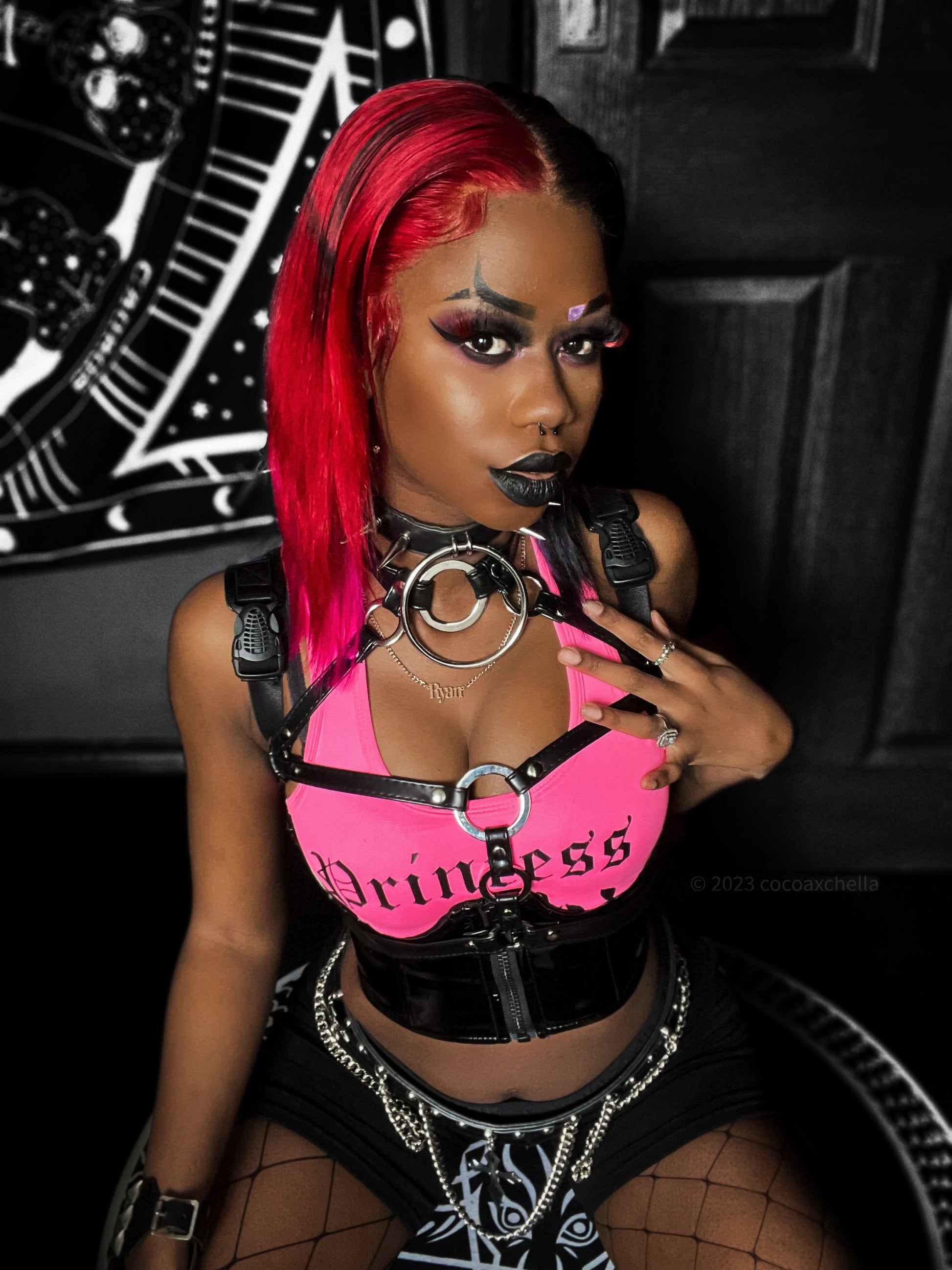 Black Vegan Leather O Ring Harness - SALE - 8th Sin