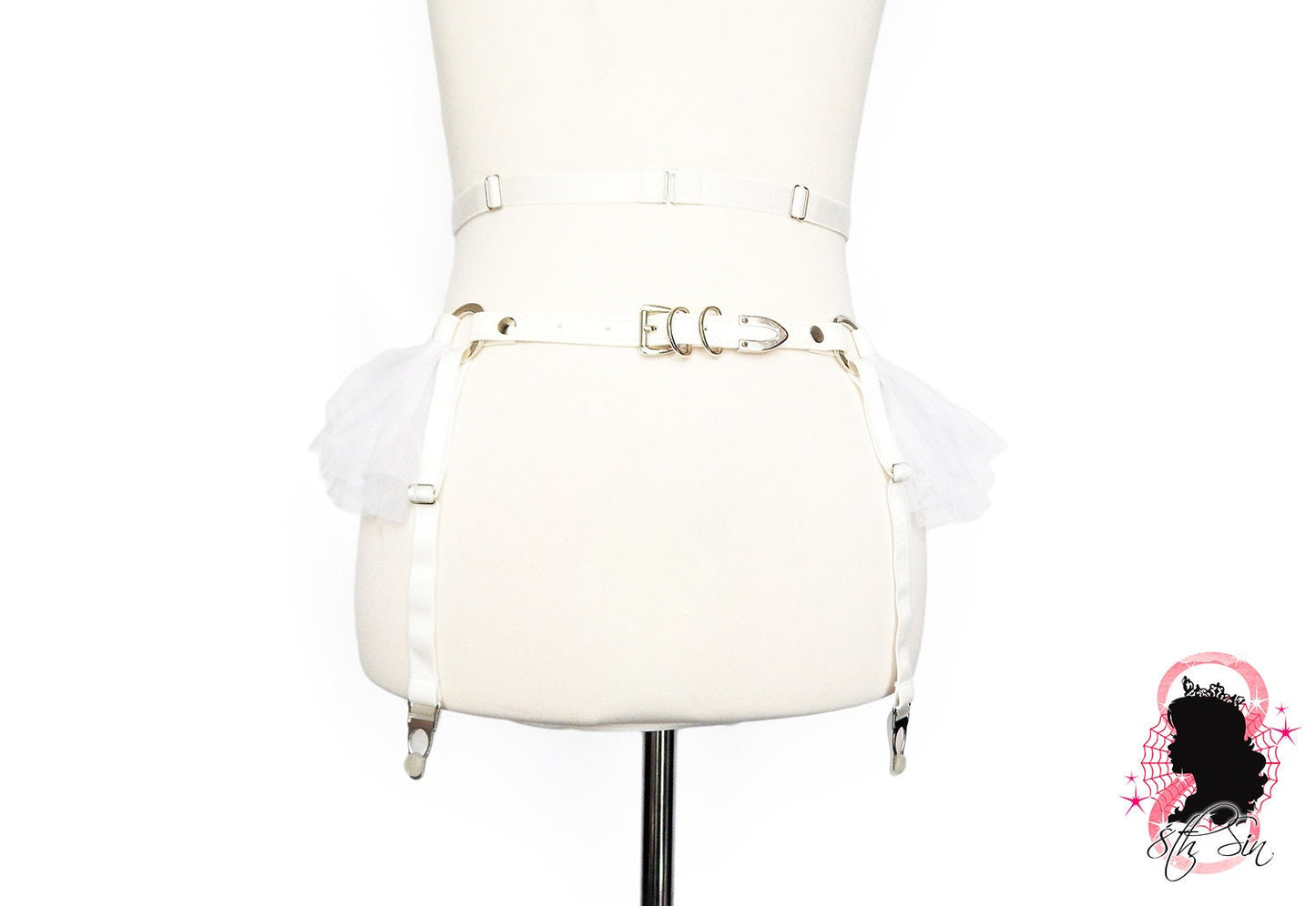 White Vegan Leather O Ring Garter Belt - SALE