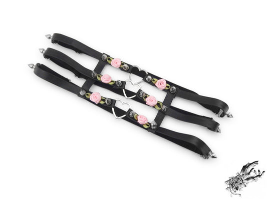 Black 3 Strap Heart Ring Garter - REGULAR SIZE - 8th Sin