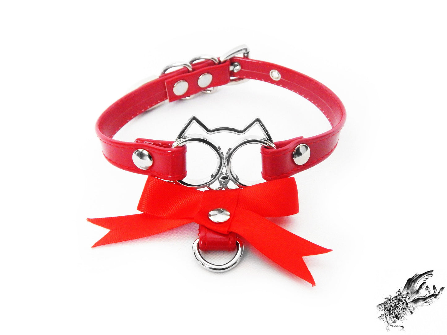 Red Cat Ribbon Choker - LARGE SIZE