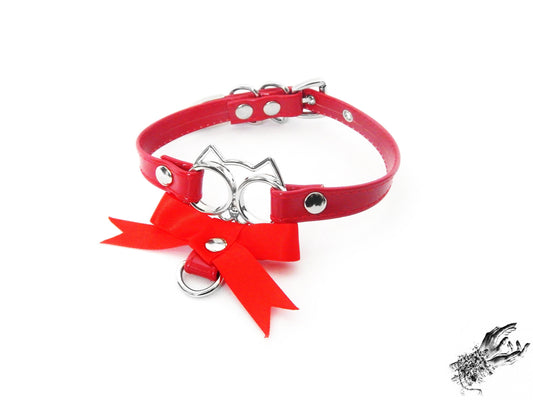 Red Cat Ribbon Choker - LARGE SIZE