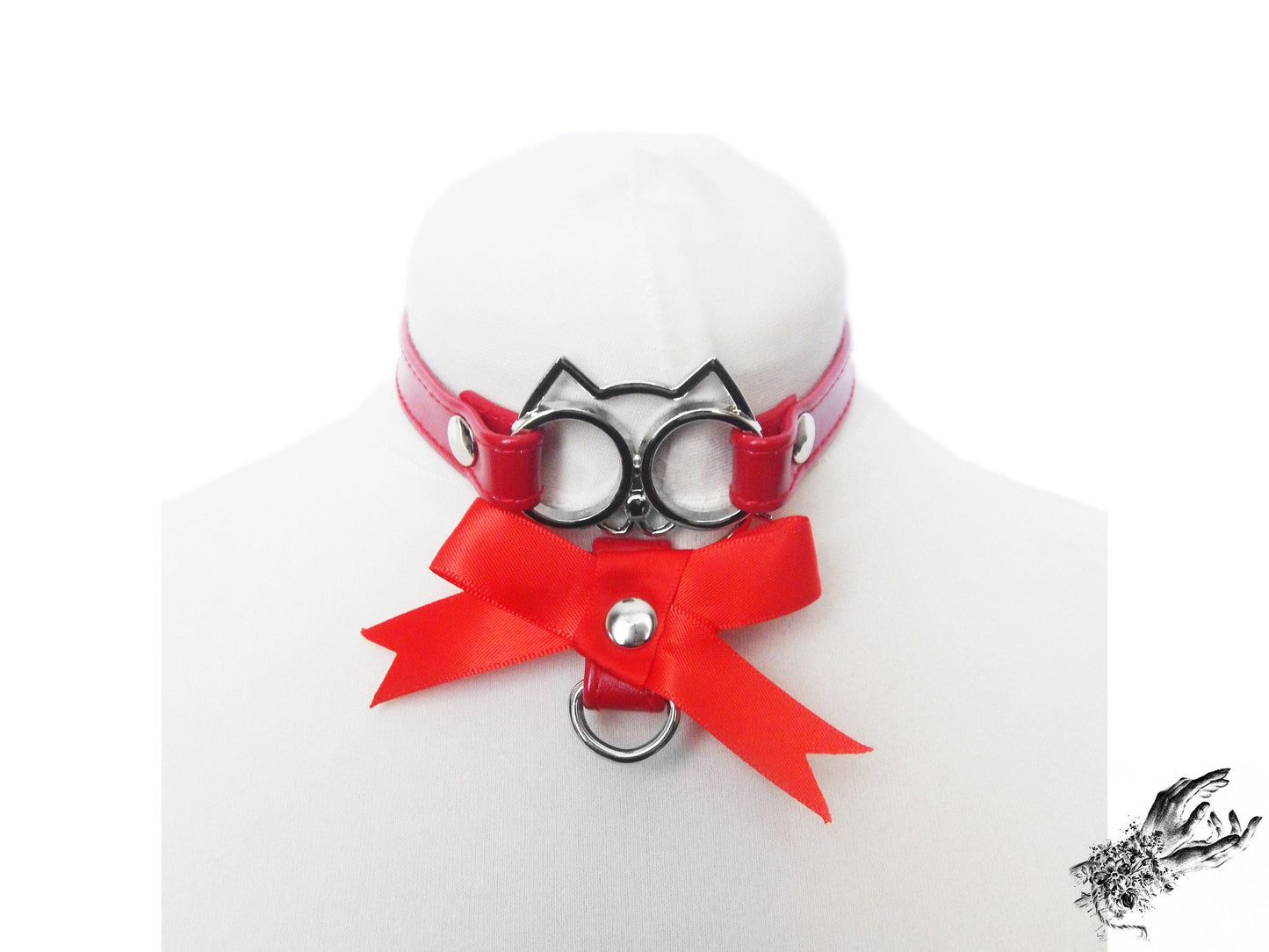 Red Cat Ribbon Choker - LARGE SIZE