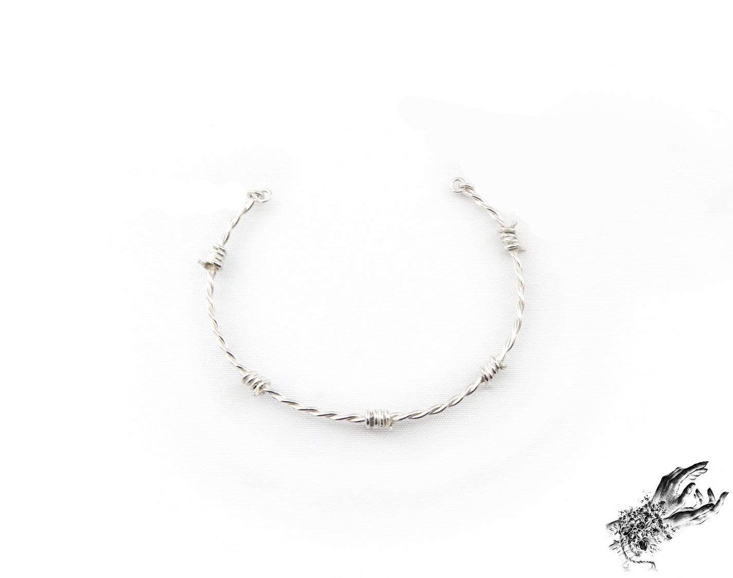 Stainless Steel Barbed Wire Bangle Bracelet made in the UK