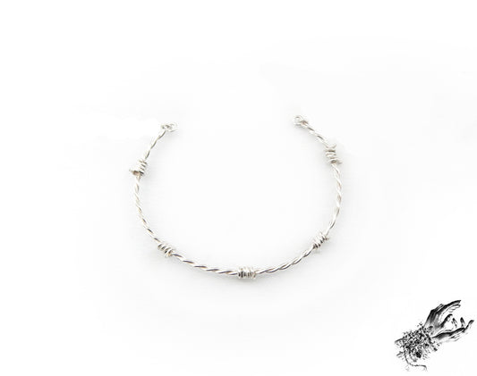 Stainless Steel Barbed Wire Bangle Bracelet made in the UK