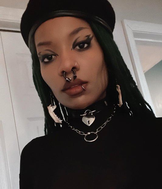 Black Faux Leather Heart Padlock Choker - 8th Sin