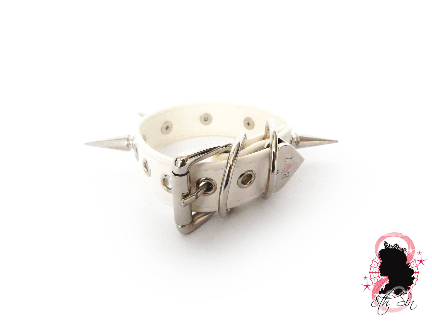 White Spike Studded Wristband