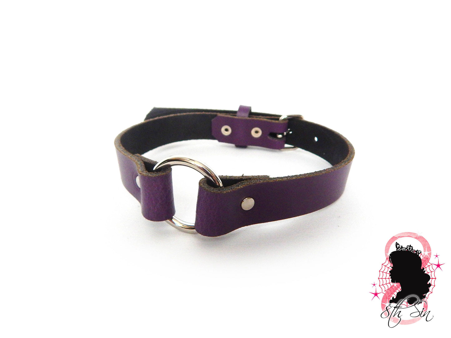 Black O Ring and Amethyst Heart Choker