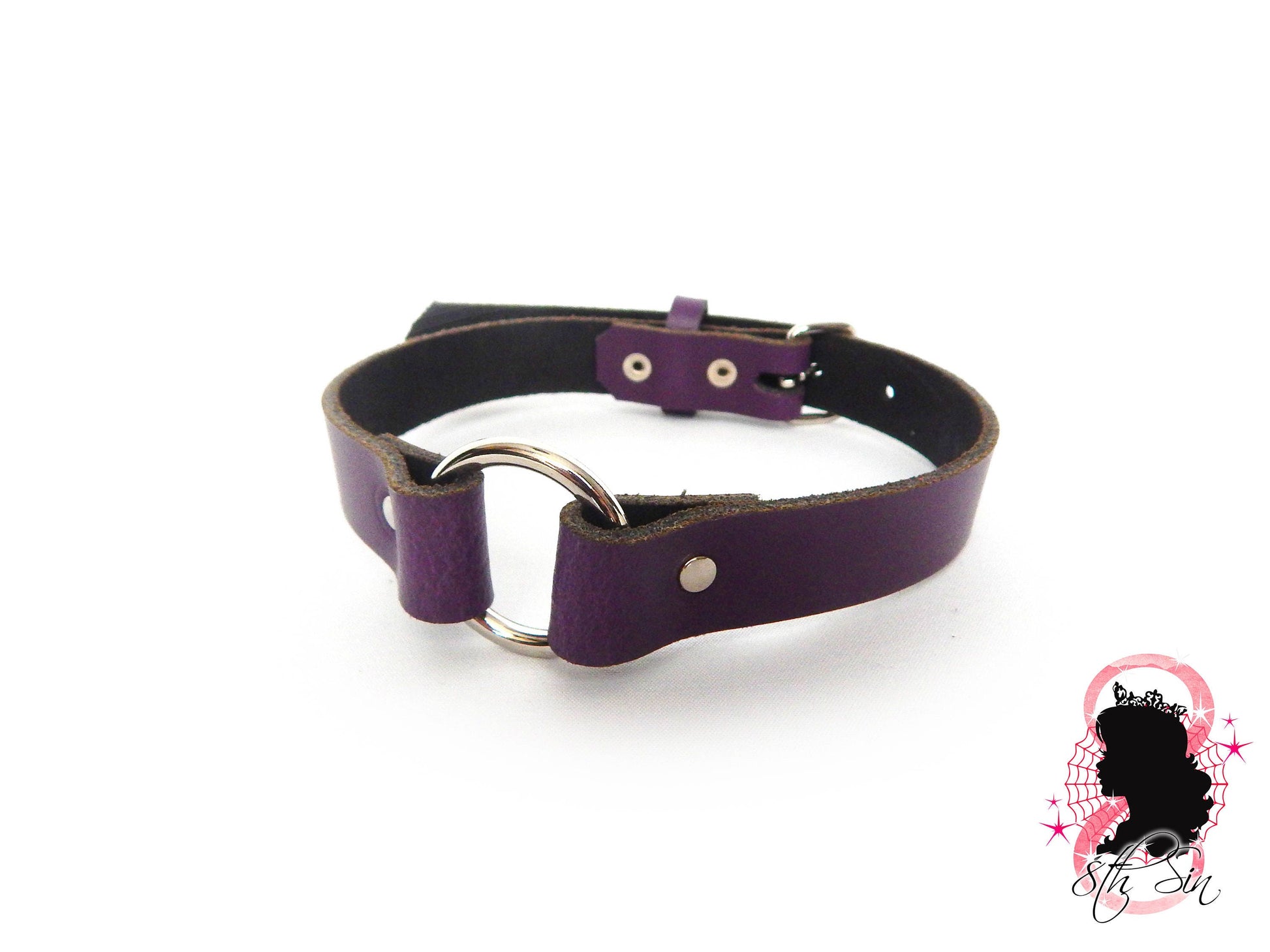 Black O Ring and Amethyst Heart Choker - 8th Sin