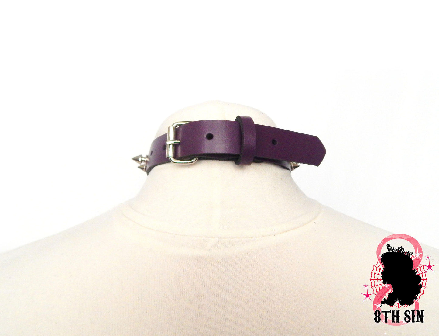 Purple Studded Heart Padlock Choker with Key