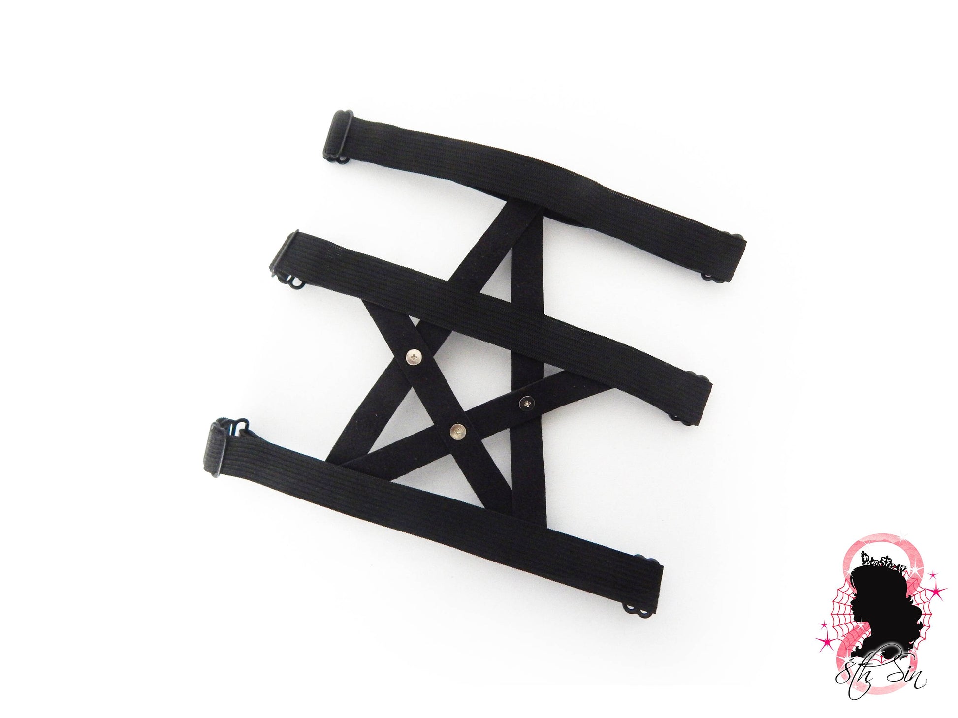 Black Vegan Leather Pentagram Garter - 8th Sin