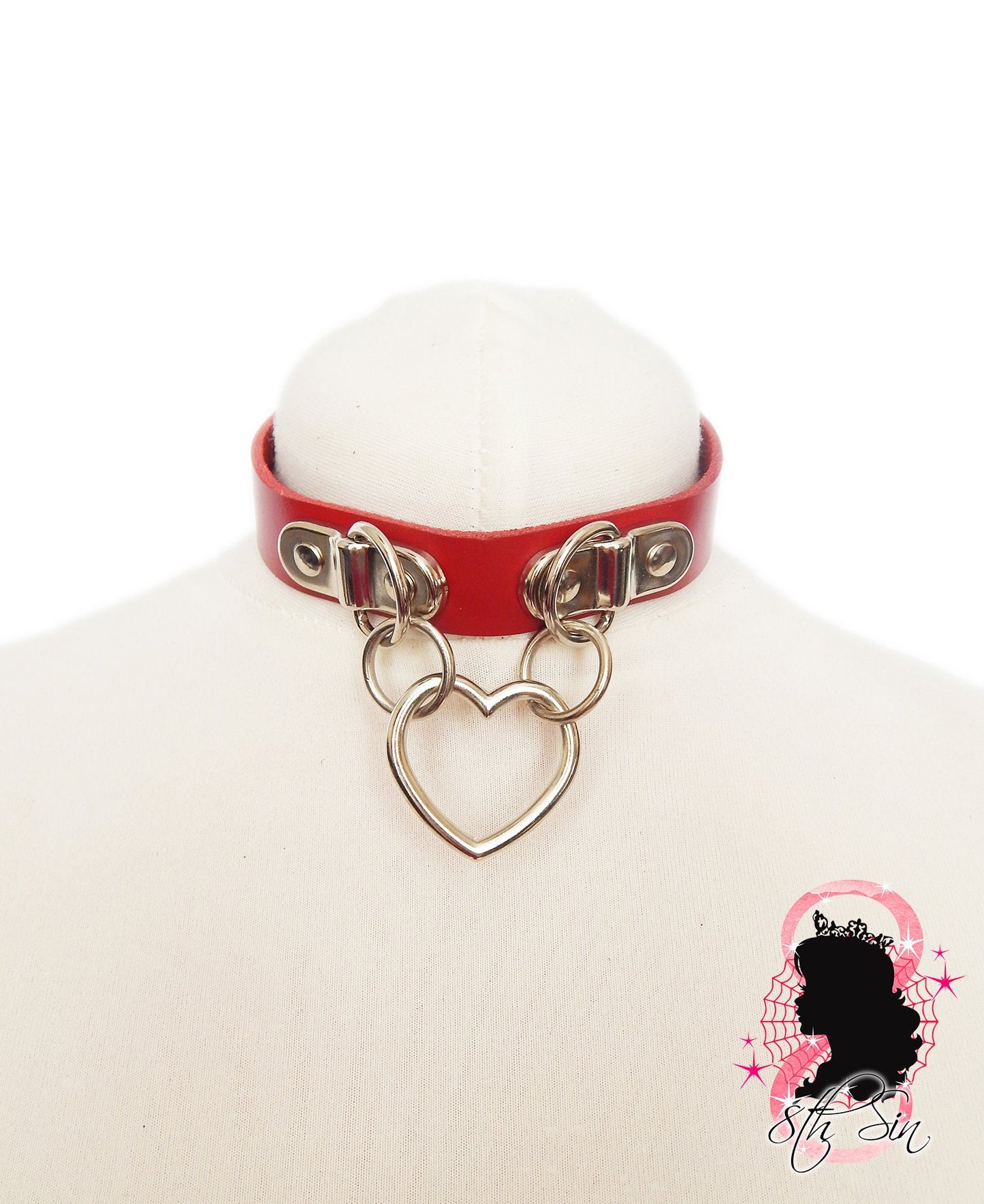 Red Bound Heart Ring Choker