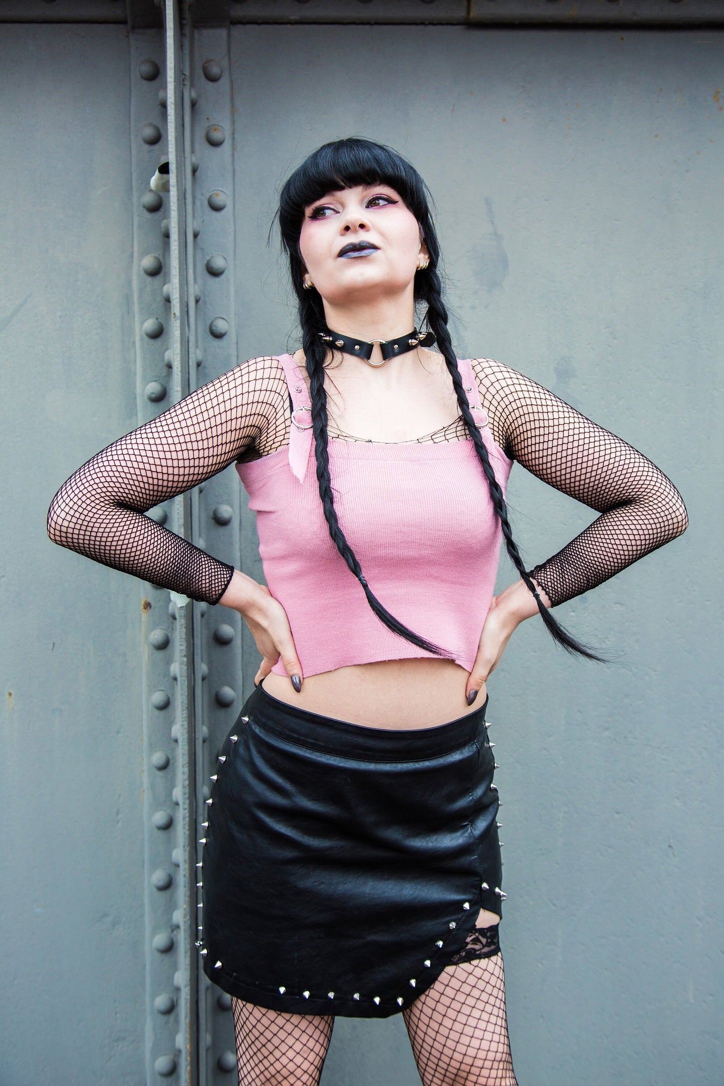 Black Studded O Ring Choker