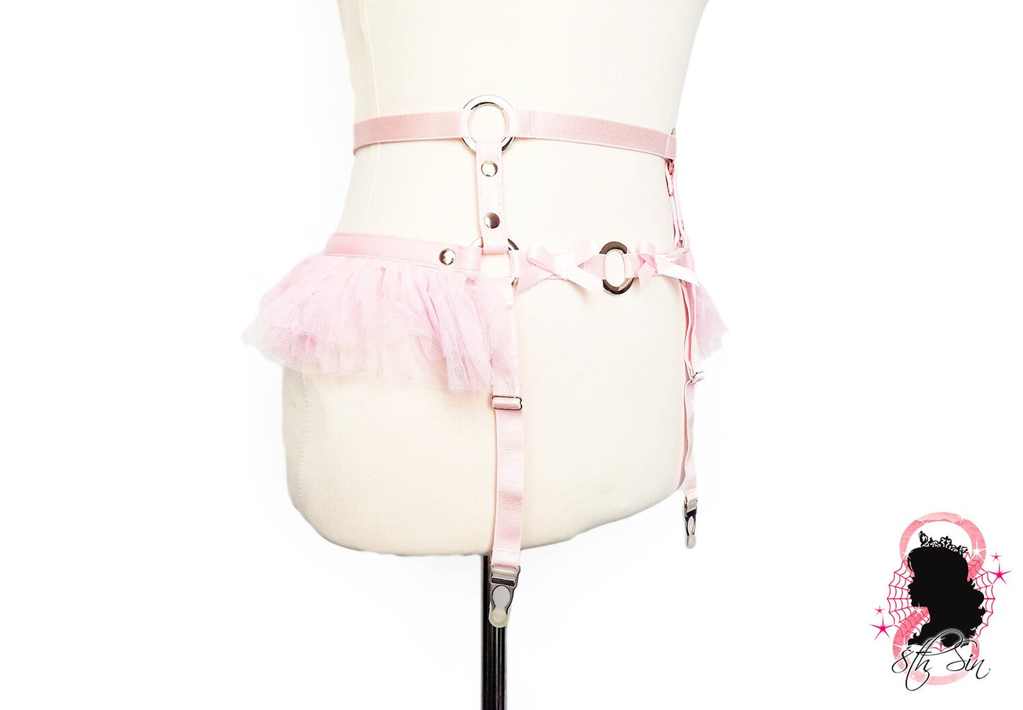 Pink Vegan Leather O Ring Garter Belt