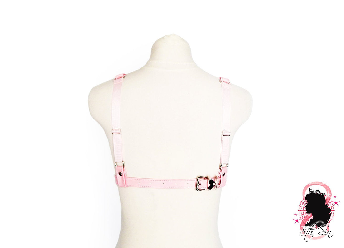 Pink Vegan Leather Cage and Corset Harness Set