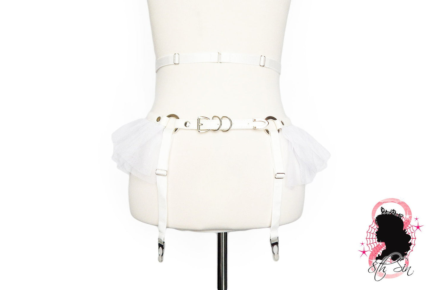 White Vegan Leather Corset Garter Belt