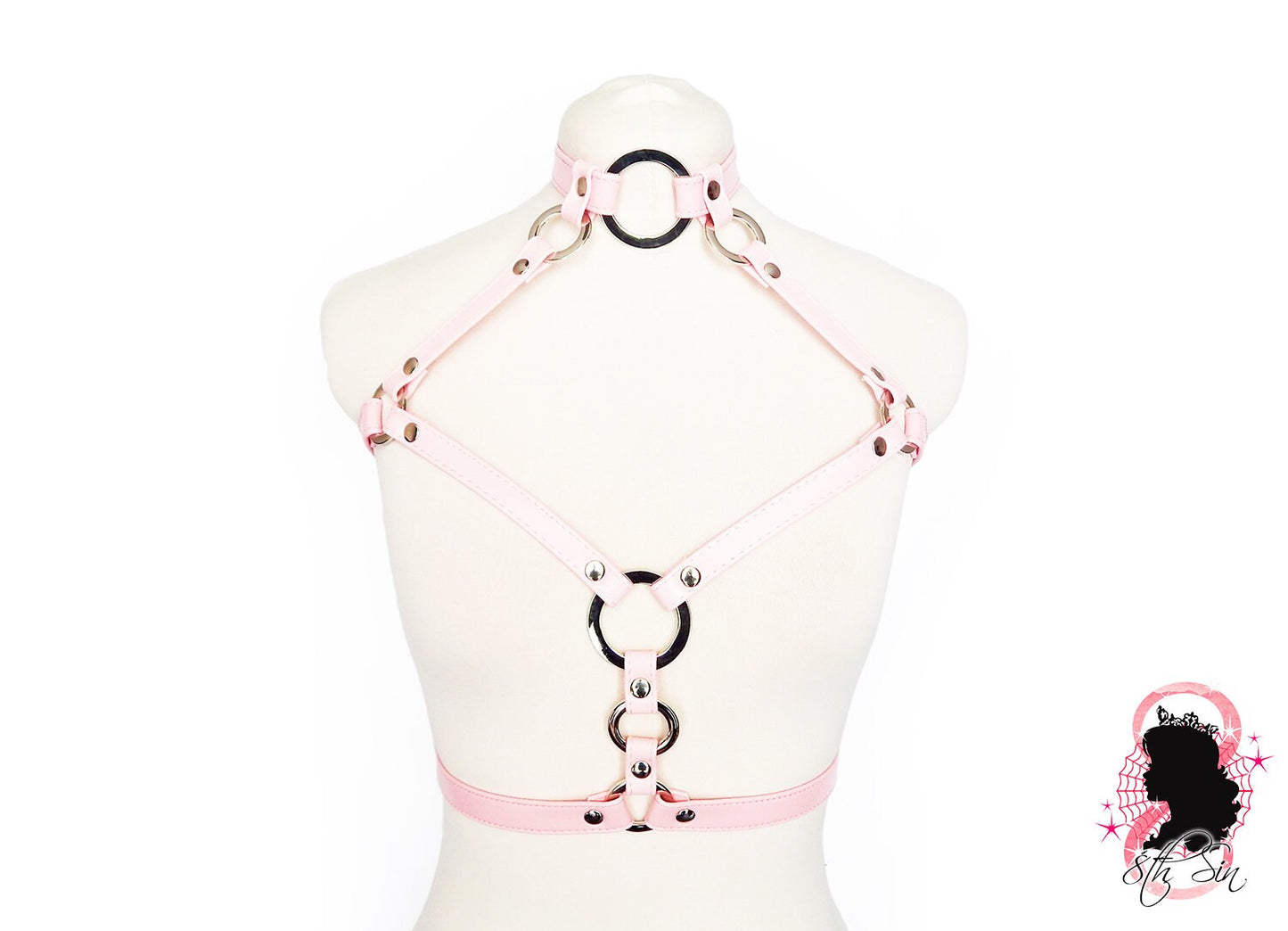 Pink Vegan Leather O Ring Harness Set