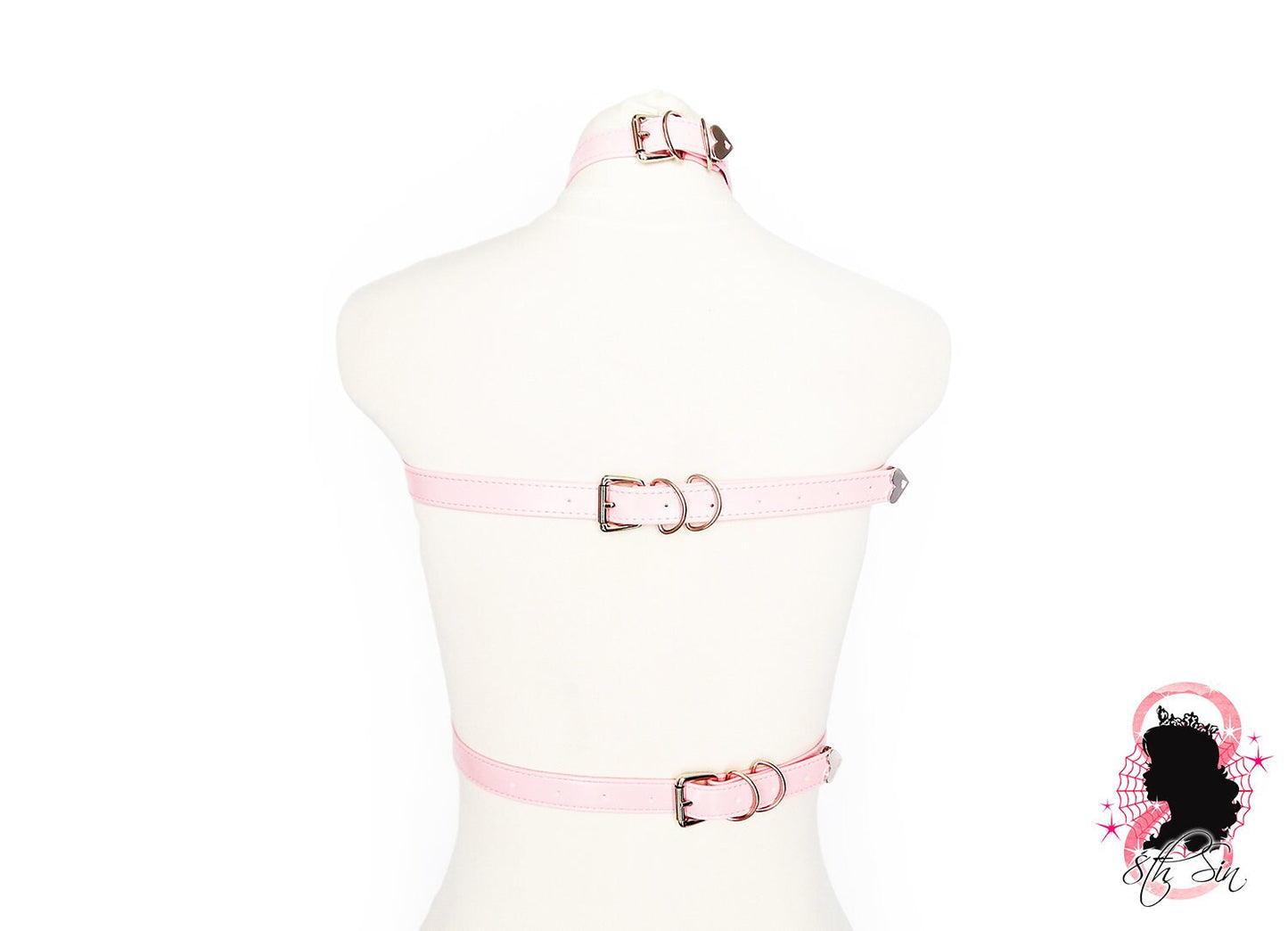 Pink Vegan Leather O Ring Harness Set