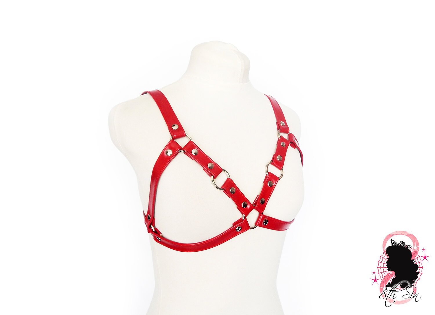 Red Vegan Leather Cage Harness Bra – 8th Sin