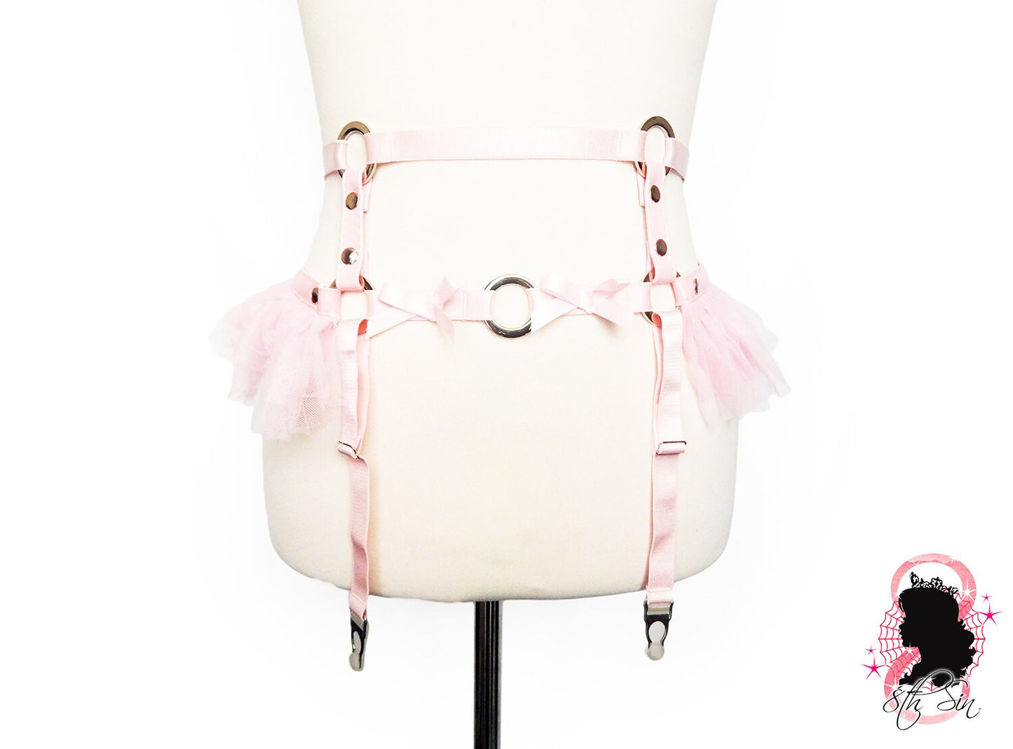 Pink Vegan Leather O Ring Harness Set