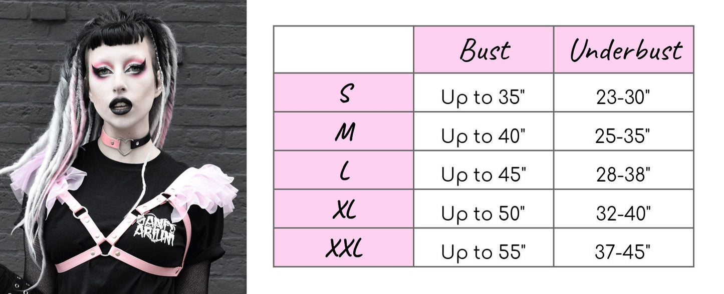 White Vegan Leather Ruffled Harness Bra
