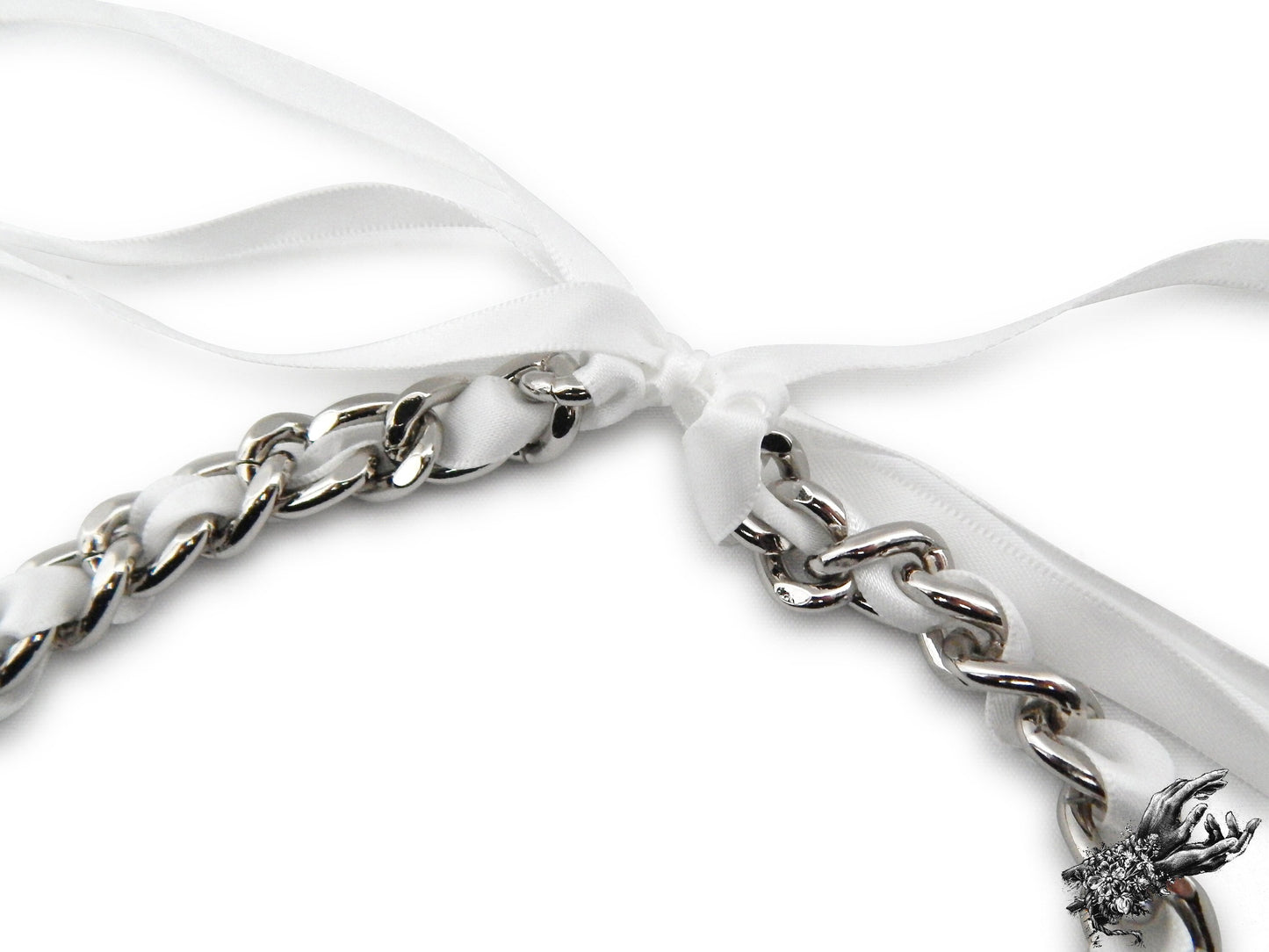 White Ribbon Chain and Heart Padlock Choker