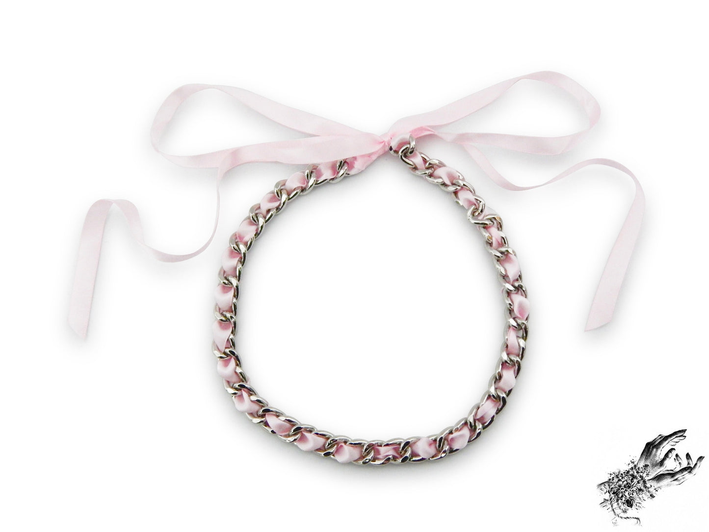 Pink Ribbon Chain and Heart Padlock Choker