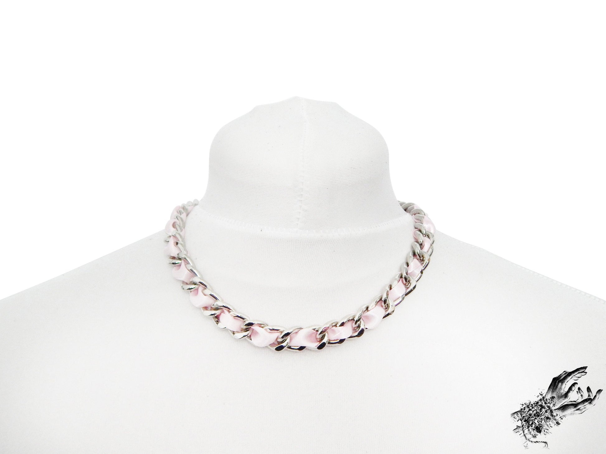 Pink Ribbon Chain and Heart Padlock Choker - 8th Sin