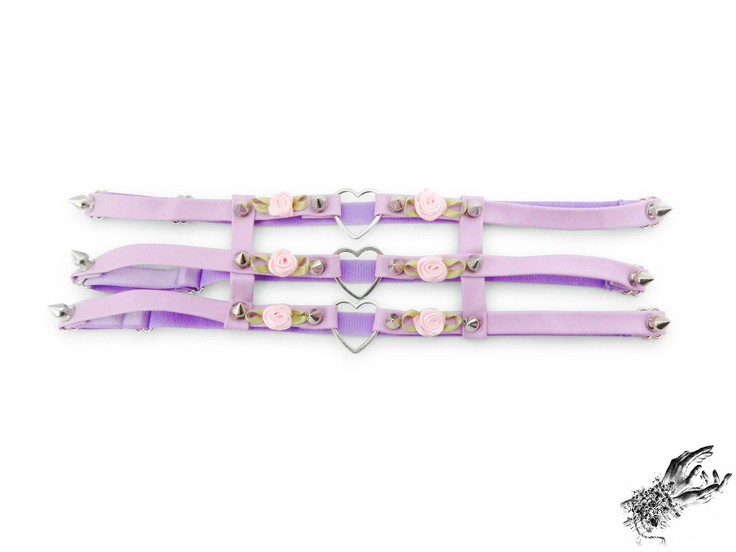 Lilac 3 Strap Heart Ring Garter