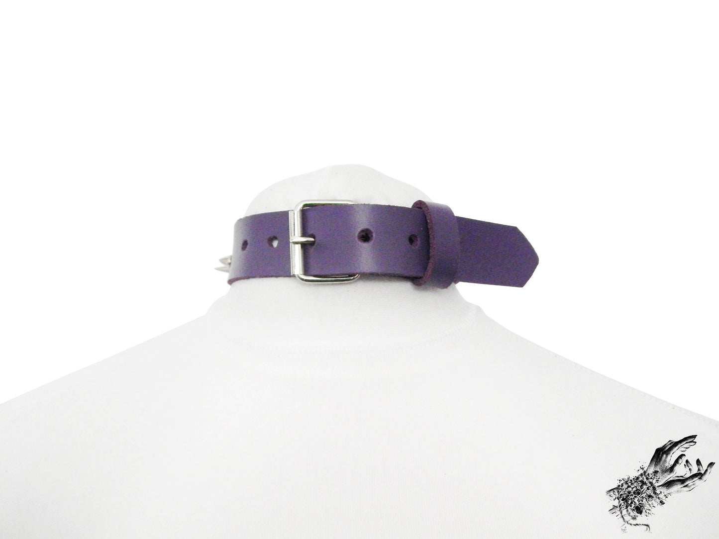 Purple Studded Double O Ring Choker (Long and Short Spikes)