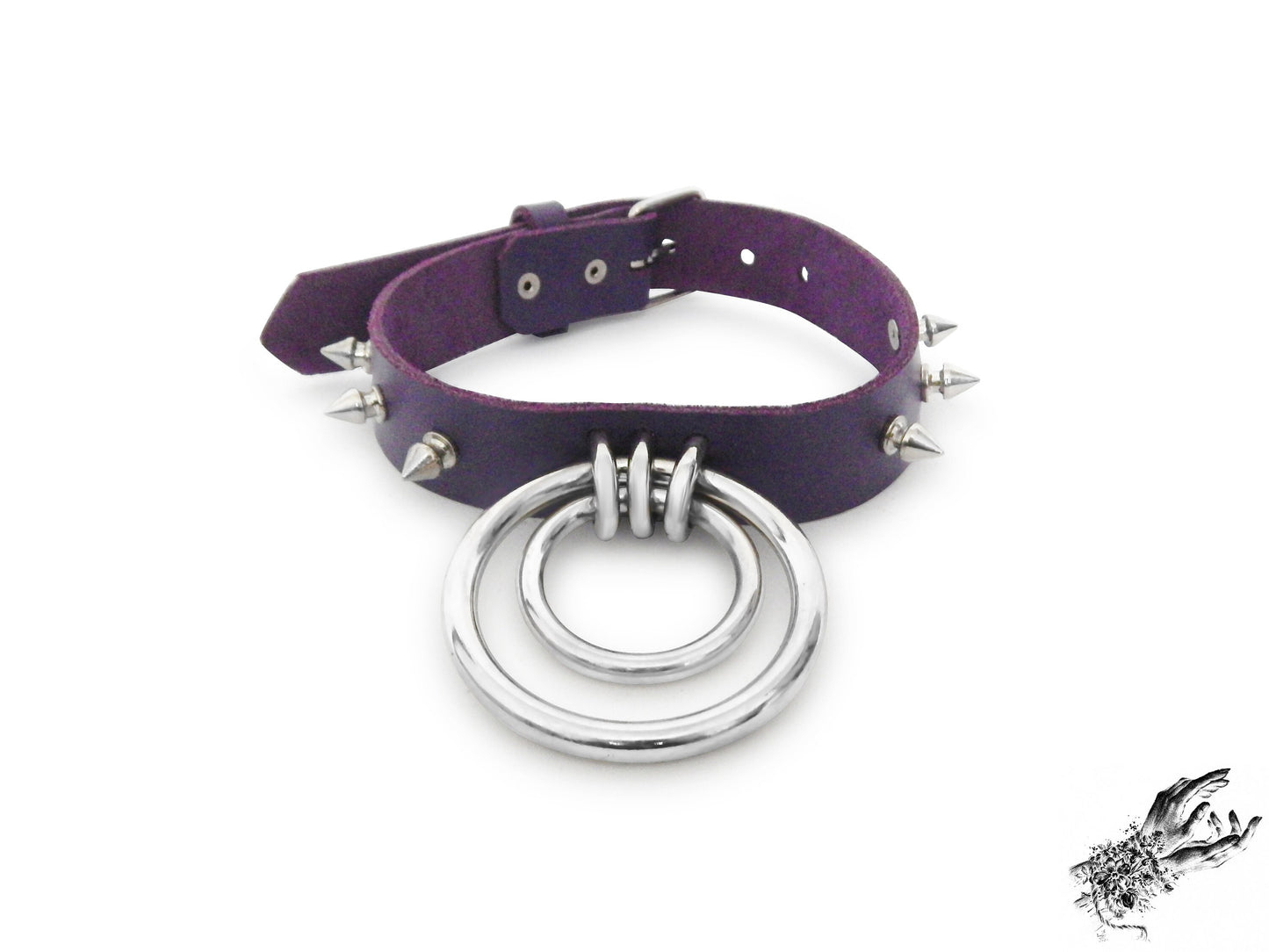 Purple Studded Double O Ring Choker