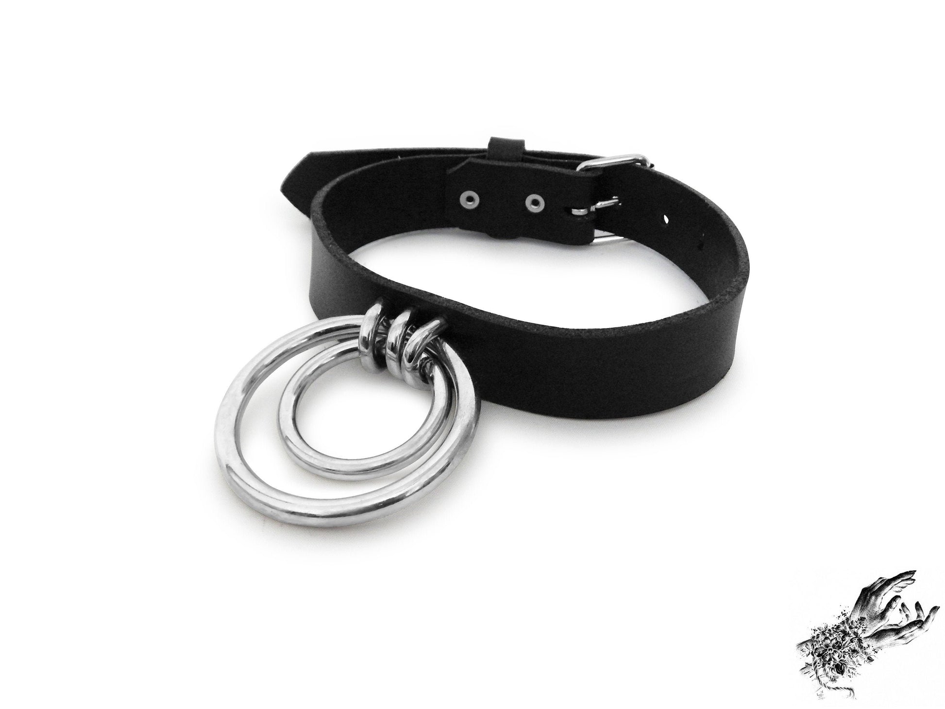 Black Double O Ring Choker - 8th Sin
