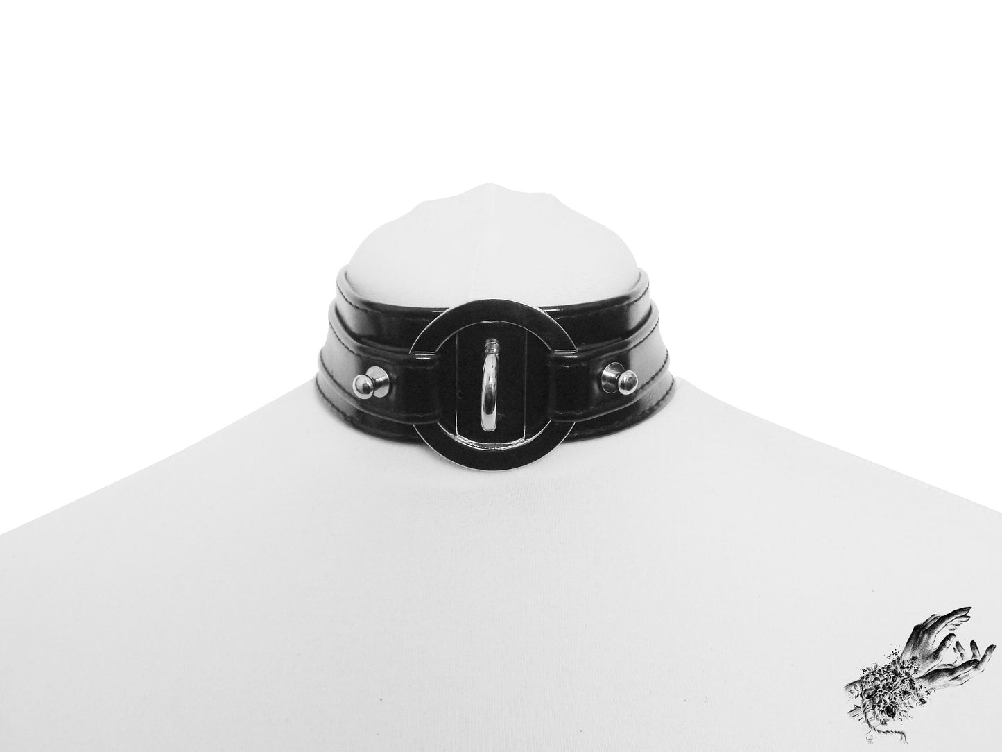 Black Faux Leather Chunky O Ring Choker