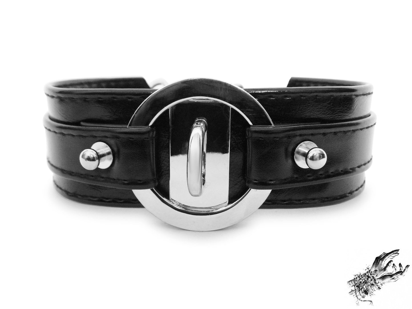 Black Faux Leather Chunky O Ring Choker