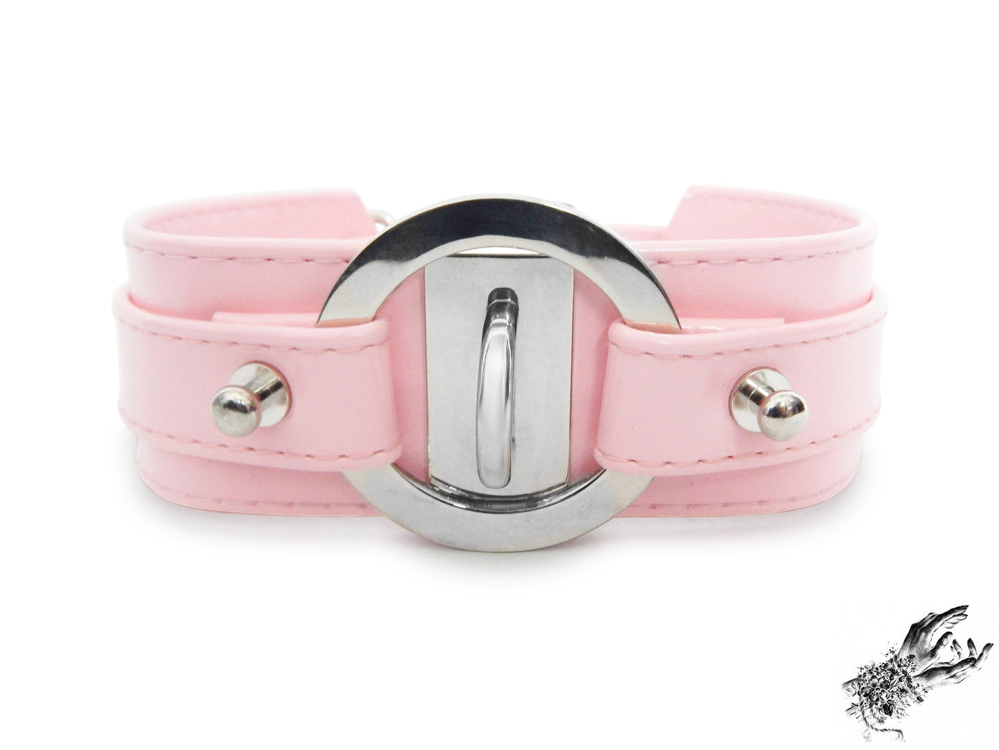 Pink Faux Leather Chunky O Ring Choker