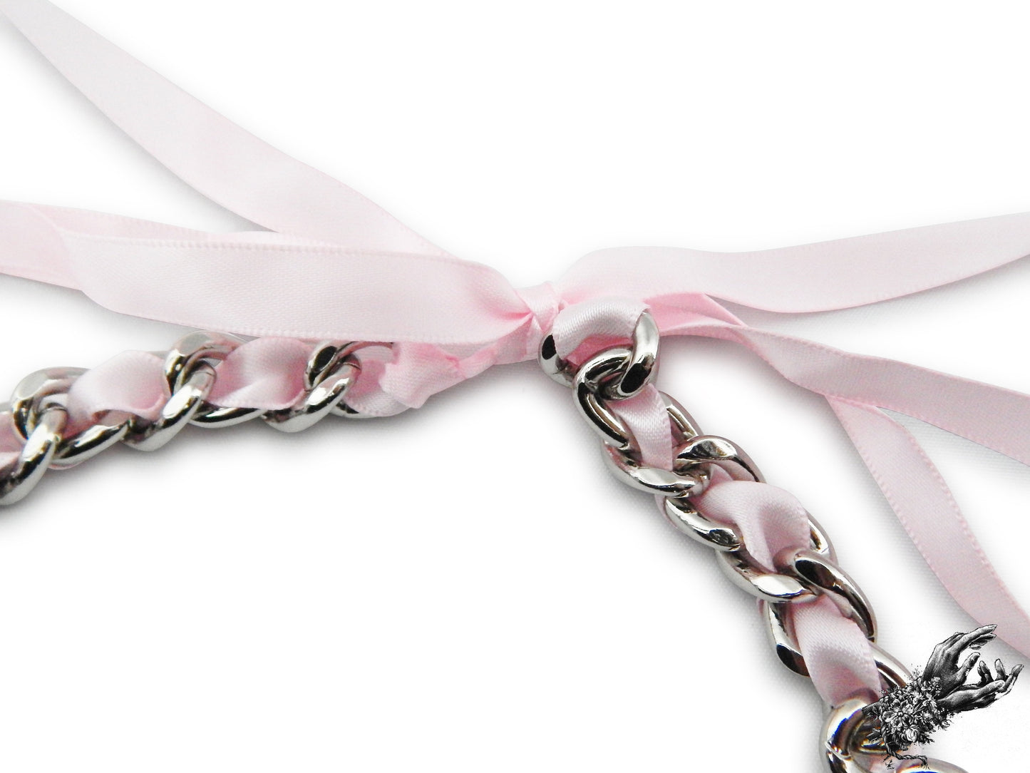 Pink Ribbon Chain and Heart Padlock Choker