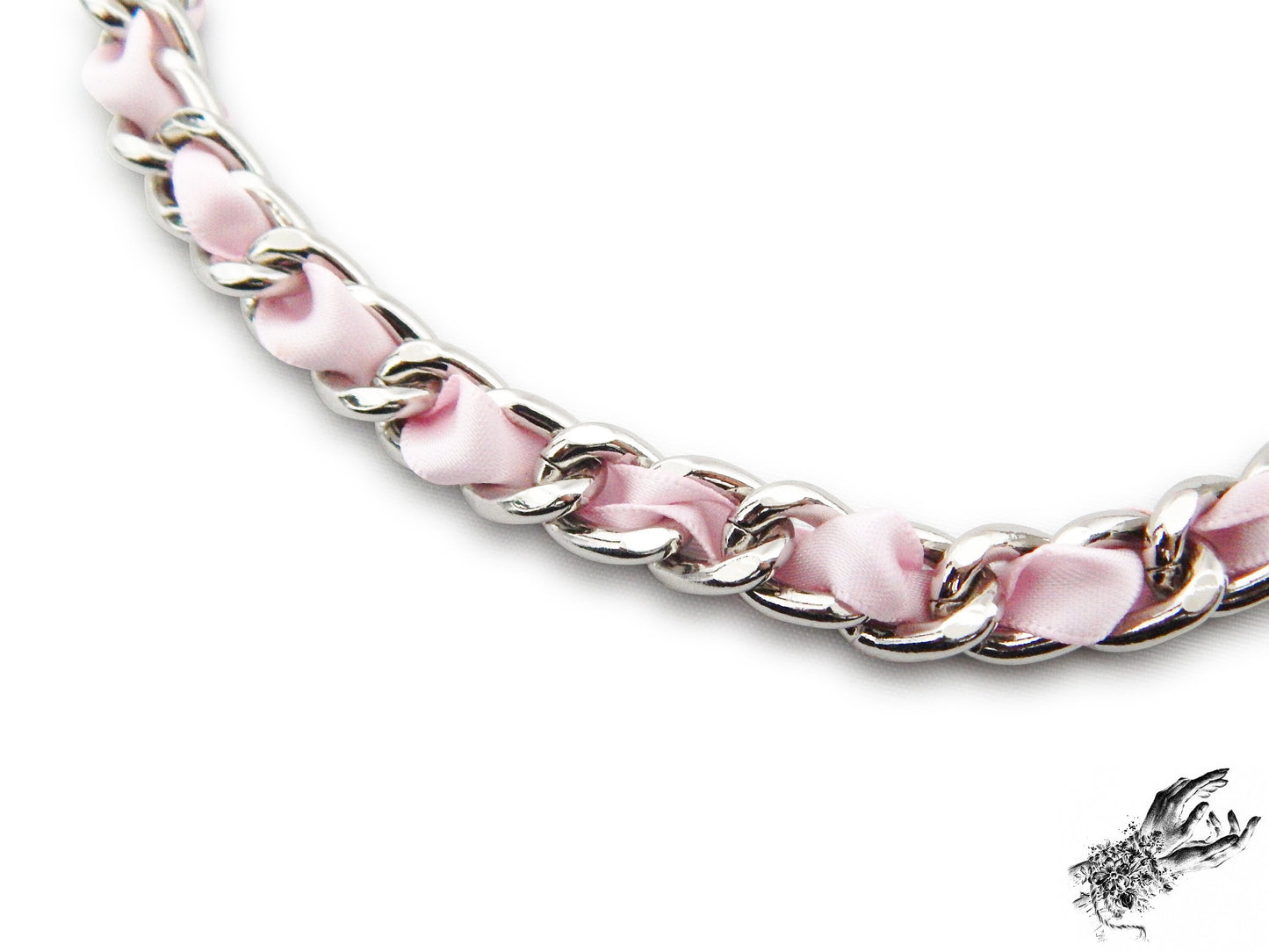 Pink Ribbon Chain and Heart Padlock Choker